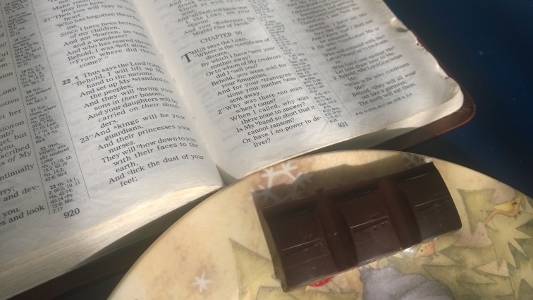 Isaiah 50 Bible with Endangered Species Dark Chocolate with Espresso Beans