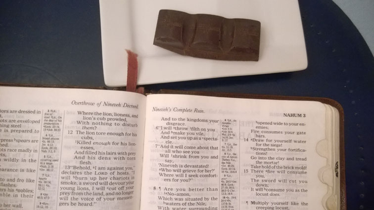 Nahum 3 Bible with Endangered Species 88 Percent Cocoa Dark Chocolate